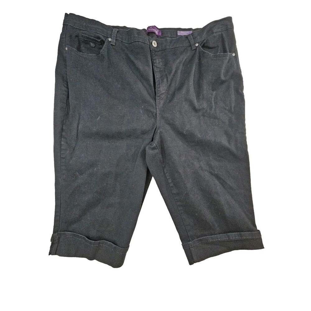 Gloria Vanderbilt Capris Women's Size 24 Black Denim Cuff Jeans Slimming Pants